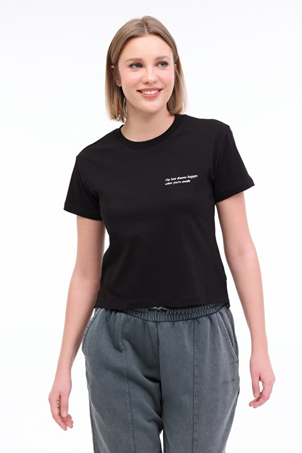 Lumberjack WL ANNA 11 5FX Siyah Kadın Kısa Kol T-Shirt