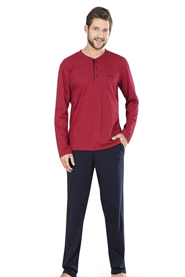 Pierre Cardin Erkek Penye Çizgili Pijama Lacivert
