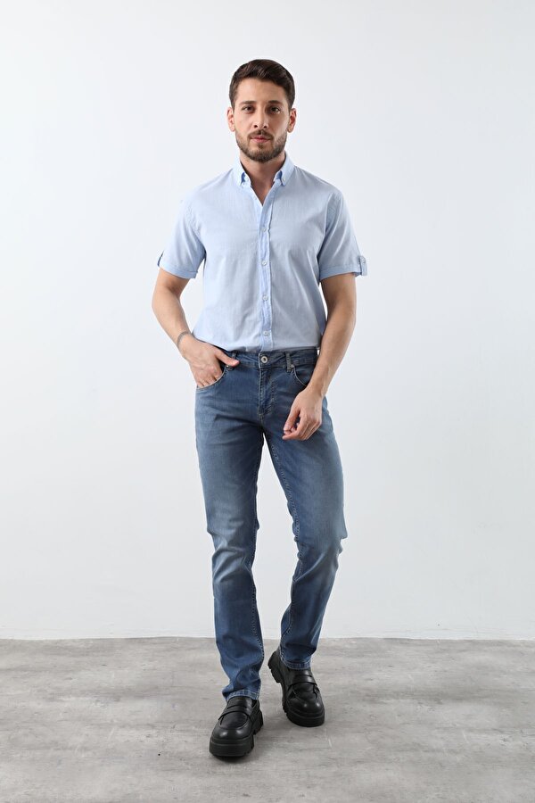 Banny Jeans Erkek Likralı Regular Fit Düz Jean Pantolon Mavi