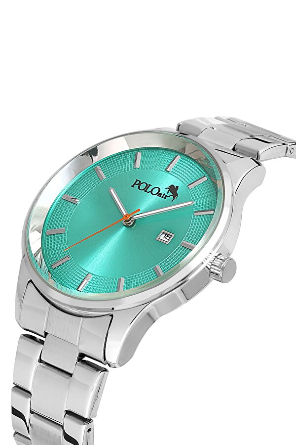 Polo Air Takvimli Klasik Metal Erkek Kol Saati Gümüş Turkuaz Renk PL-0964E3x
