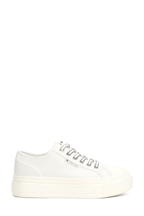 Tommy Hilfiger TJW FOXING VULC LC LEATHE KIRIK BEYAZ Kadın Sneaker