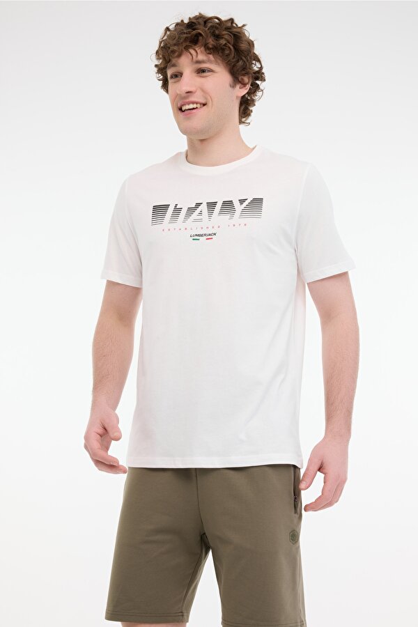 Lumberjack ML RENATO 11ITL1910 5FX Beyaz Erkek Kısa Kol T-Shirt