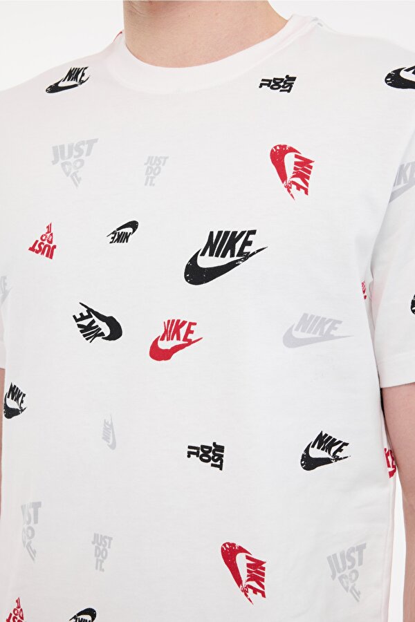 Nike M NSW TEE 12MO AOP SP25 Beyaz Erkek Kısa Kol T-Shirt