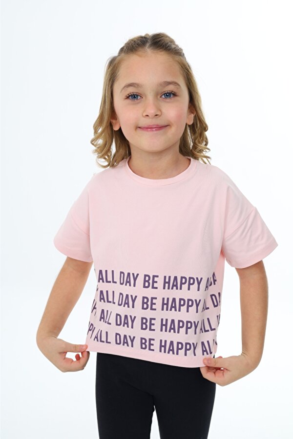 Toontoy Kız Çocuk Happy All Day Baskılı Tişört