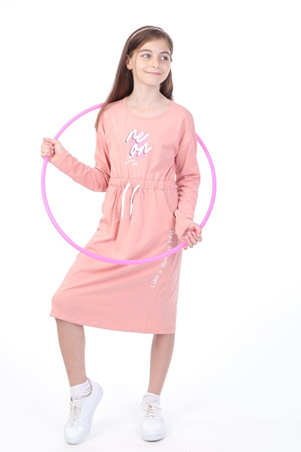 Toontoy Kız Çocuk Neon Baskılı Elbise