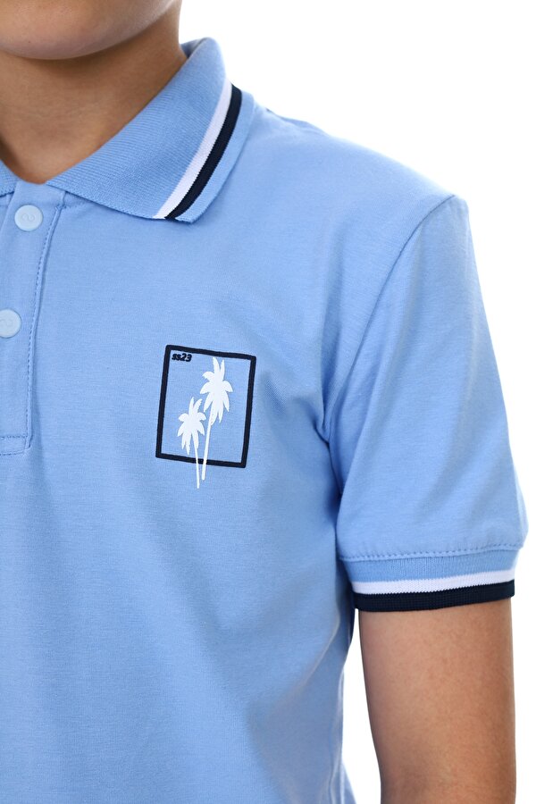 Toontoy Kids Toontoy Erkek Çocuk Polo Yaka Palmiye Baskılı Tişört