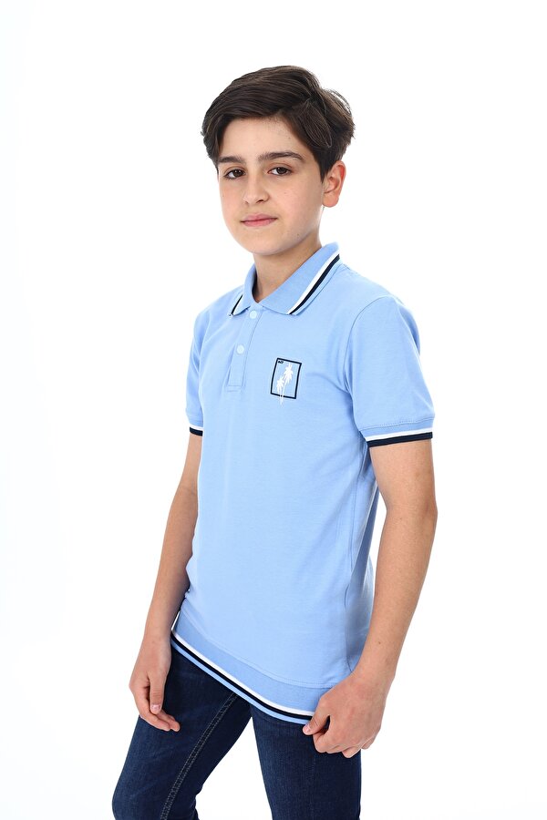 Toontoy Kids Toontoy Erkek Çocuk Polo Yaka Palmiye Baskılı Tişört