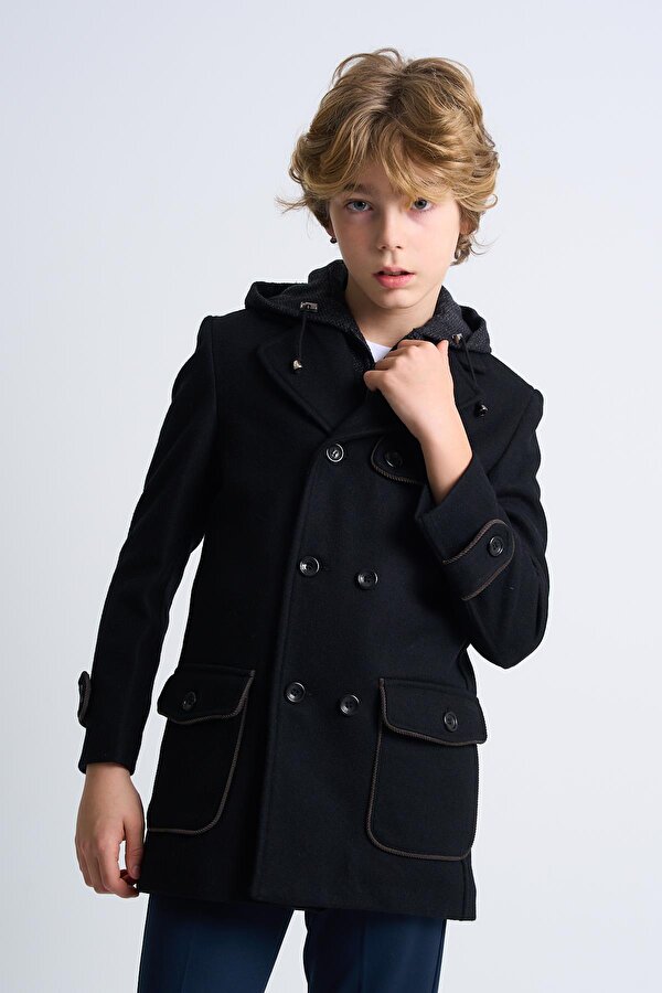 Alexander Gardi ALEXANDERGARDI Çıkarılabilir Kapüşonlu Düğme Detaylı Astarlı Çocuk Kaban