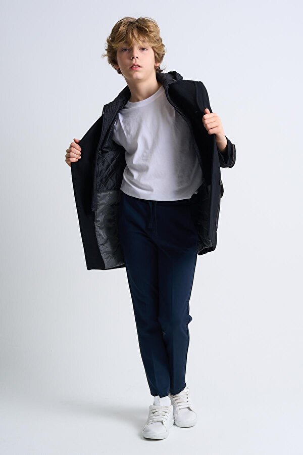 Alexander Gardi ALEXANDERGARDI Çıkarılabilir Kapüşonlu Düğme Detaylı Astarlı Çocuk Kaban