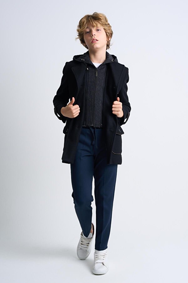 Alexander Gardi ALEXANDERGARDI Çıkarılabilir Kapüşonlu Düğme Detaylı Astarlı Çocuk Kaban