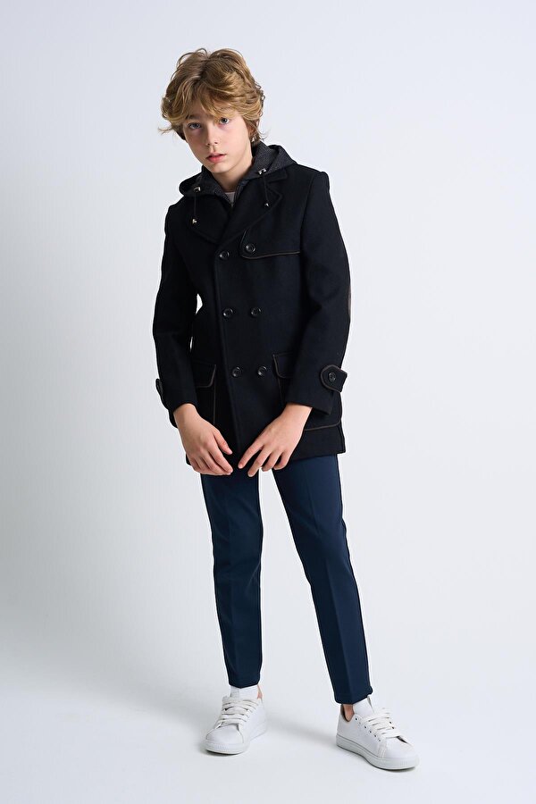 Alexander Gardi ALEXANDERGARDI Çıkarılabilir Kapüşonlu Düğme Detaylı Astarlı Çocuk Kaban