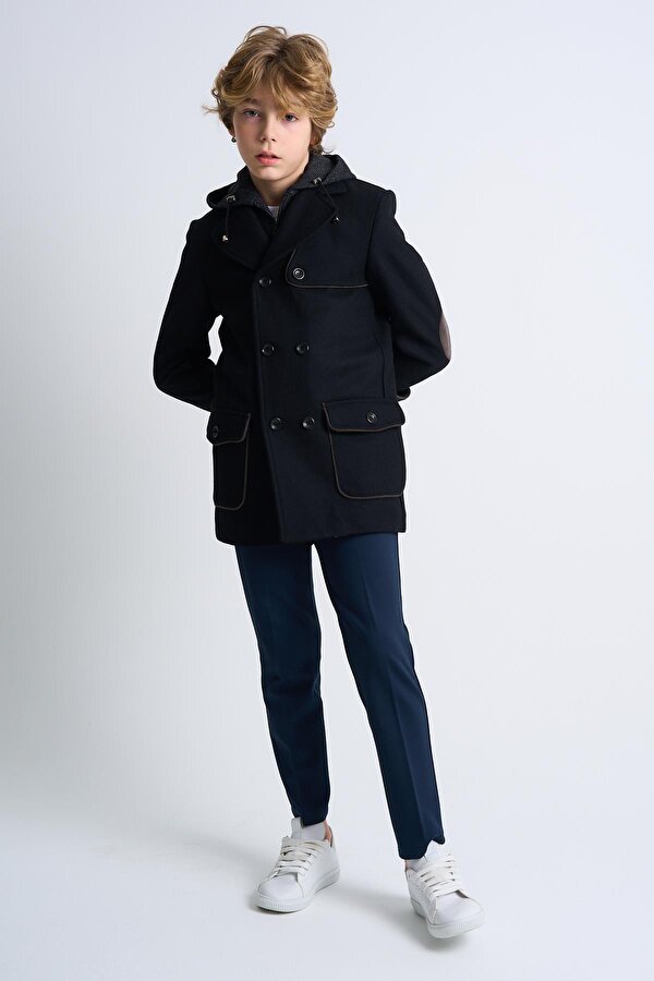 Alexander Gardi ALEXANDERGARDI Çıkarılabilir Kapüşonlu Düğme Detaylı Astarlı Çocuk Kaban