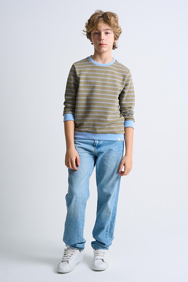 Alexander Gardi ALEXANDERGARDI Çizgili Bisiklet Yaka Çocuk Sweatshirt