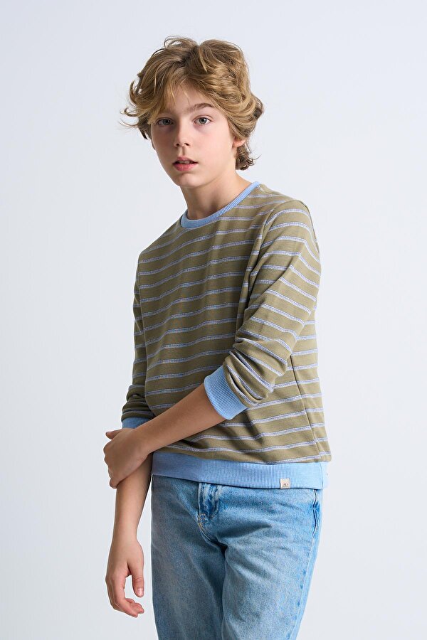 Alexander Gardi ALEXANDERGARDI Çizgili Bisiklet Yaka Çocuk Sweatshirt