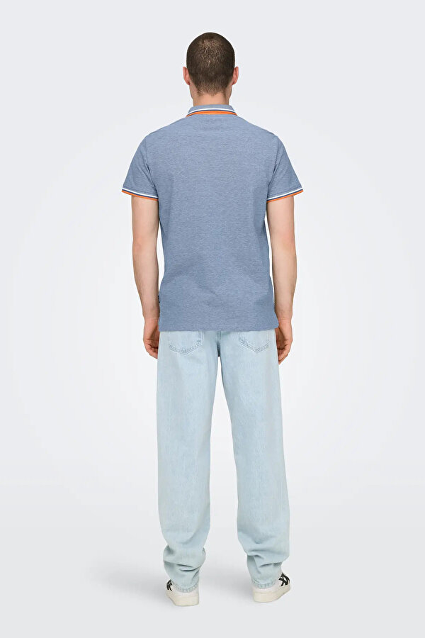 Only&Sons Only & Sons Erkek Onsfletcher Polo Yaka %100 Pamuk T-Shirt 22024827 Mavi