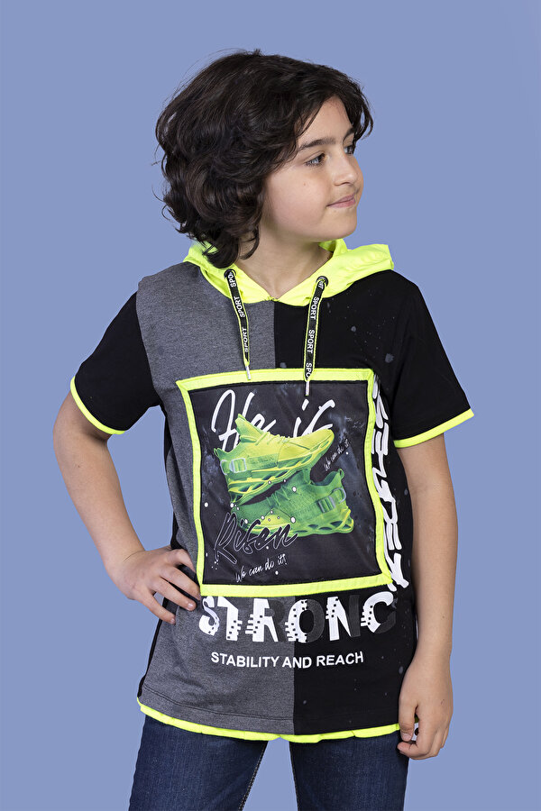 Toontoy Kids Toontoy Erkek Çocuk Garni Detaylı Baskılı Tişört
