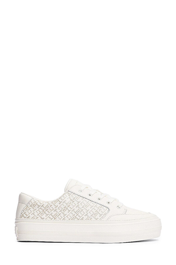 Tommy Hilfiger VULC LEATHER SNEAKER MONO Beyaz Kadın Sneaker