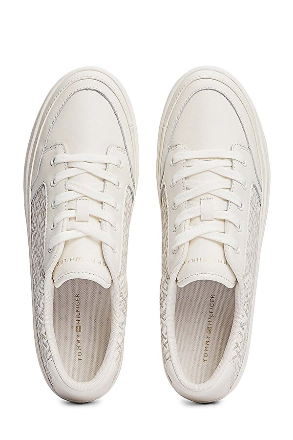 Tommy Hilfiger VULC LEATHER SNEAKER MONO Beyaz Kadın Sneaker