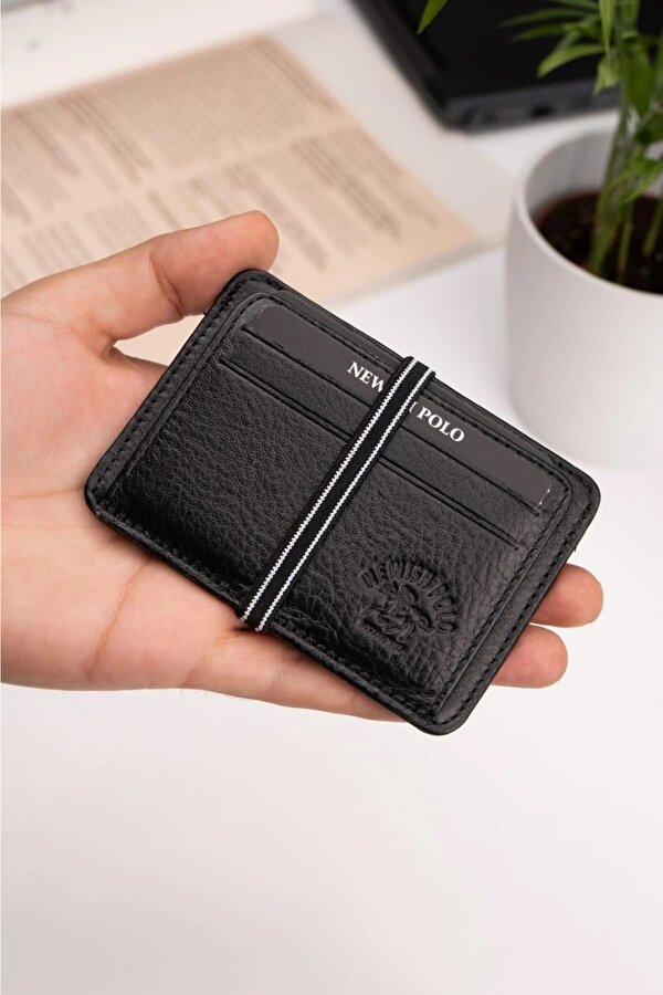 Newish Polo Erkek Hakiki Deri Cüzdan ve Kartlık - new087 - Siyah
