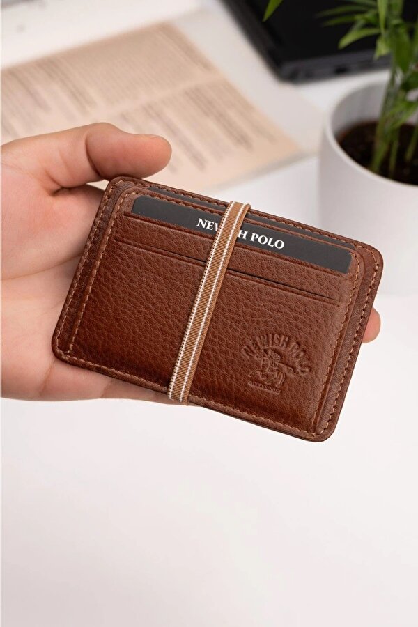 Newish Polo Erkek Hakiki Deri Cüzdan ve Kartlık - new087 - Taba