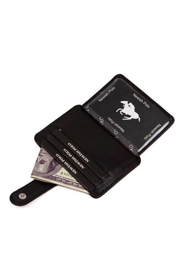 Newish Polo Erkek Hakiki Deri Cüzdan ve Kartlık - new083 - Siyah