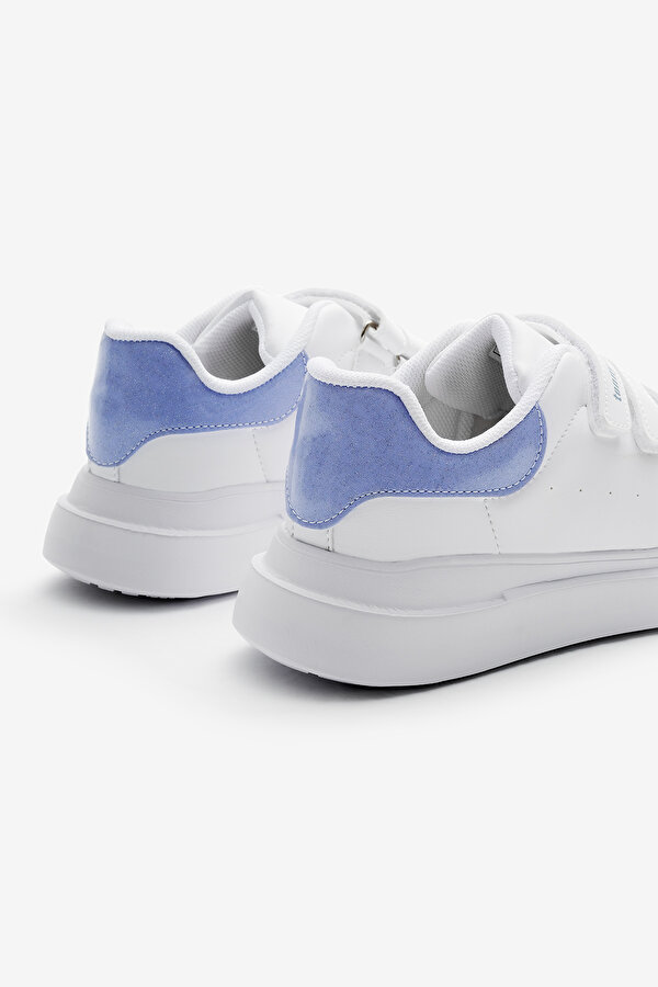 Tonny Black Çocuk Unisex Beyaz Mavi Eva Faylon Taban Üç Cırtlı Spor Ayakkabı