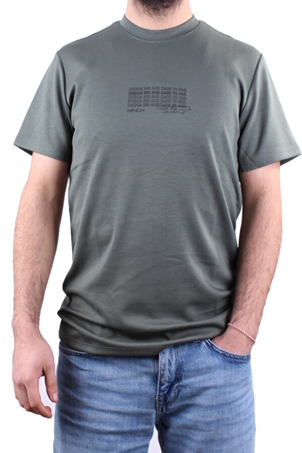 Dagoster DMG23-211676 Haki Günlük Bisiklet Yaka Erkek Tişört