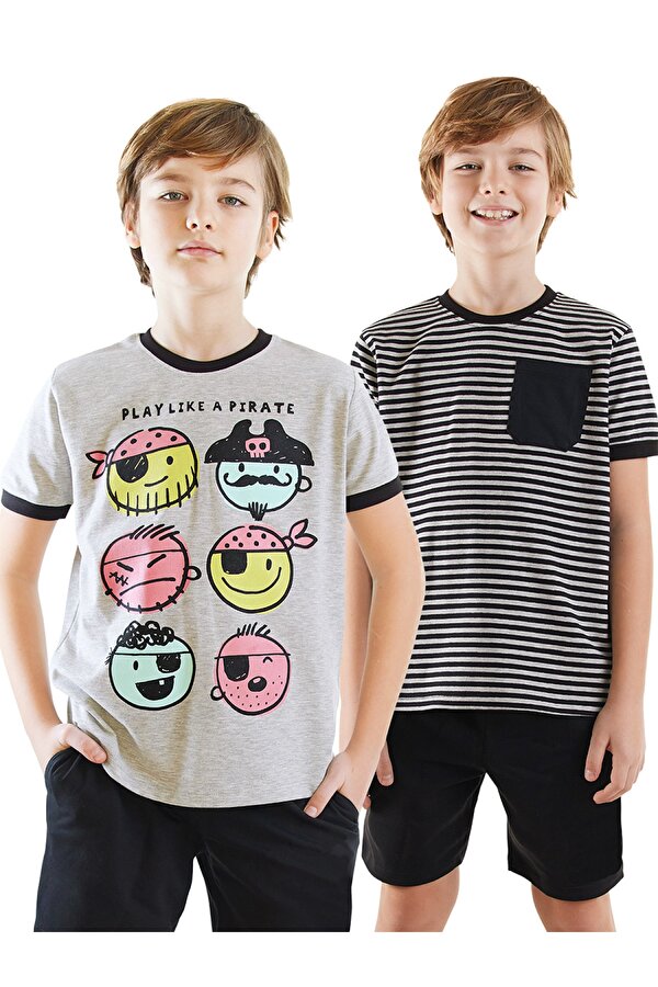 Denokids Pirate Erkek Çocuk 2'li T-shirt Takım