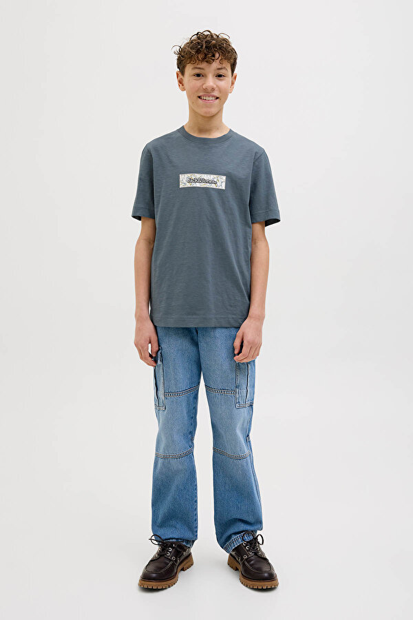 Jack & Jones JORSPLIT AOP BRANDIN Mavi Erkek Çocuk Kısa Kol T-Shirt