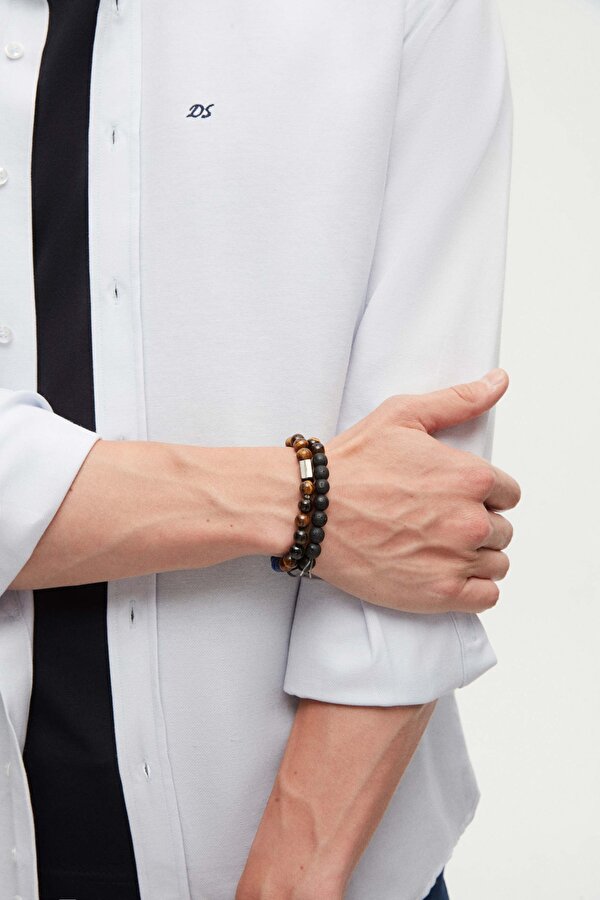 D'S damat Ds Damat Slim Fit Açık Mavi Oxford Düğmeli Yaka Kolay Ütülenebilir Nakış Detaylı Pamuklu Gömlek