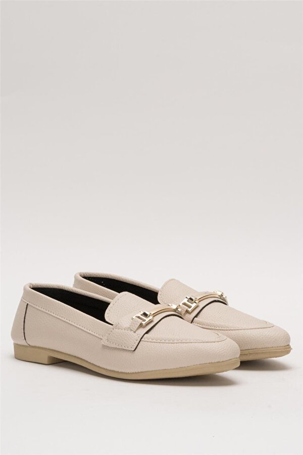 Liger Kadın Babet Toka Detaylı Şık Rahat Günlük Ayakkabı BEJ