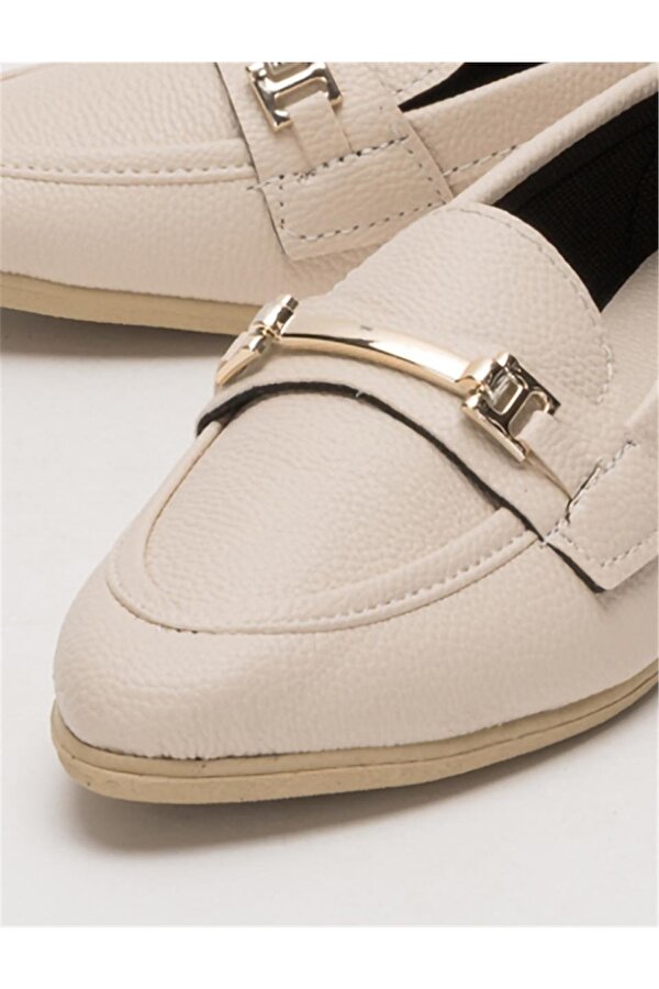 Liger Kadın Babet Toka Detaylı Şık Rahat Günlük Ayakkabı BEJ