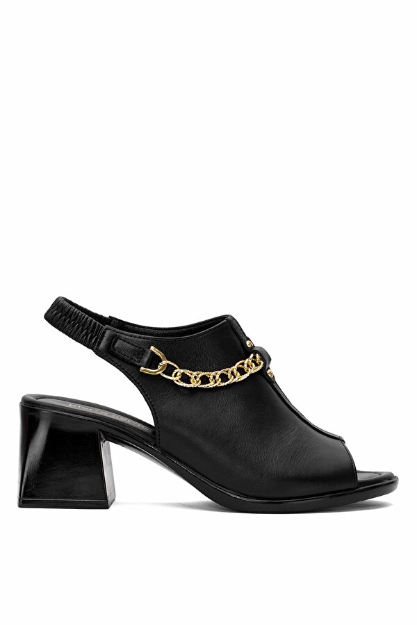 Pierre Cardin PC-54632 Kadın Hakiki Deri Topuklu Sandalet Siyah