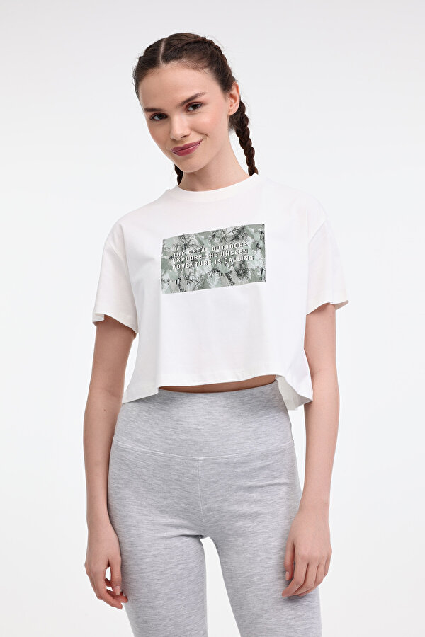 Lumberjack WL RENA 11OUTSS25105 5FX Ekru Kadın Kısa Kol T-Shirt