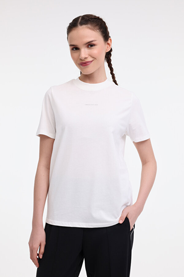 Lumberjack WL ROBI 11MS468 5FX Beyaz Kadın Kısa Kol T-Shirt