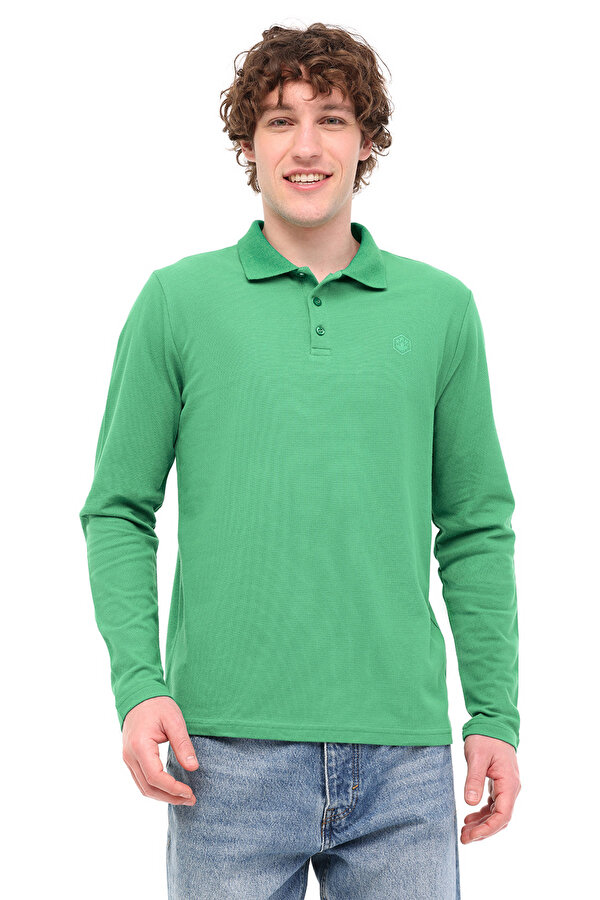 Lumberjack MB UKOL POLO 5FX Yeşil Erkek Uzun Kol T-Shirt
