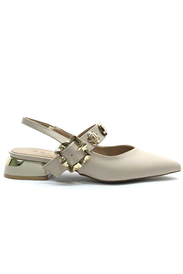 Feles Taş Toka Detaylı Arkası Açık Kadın Babet Ayakkabı