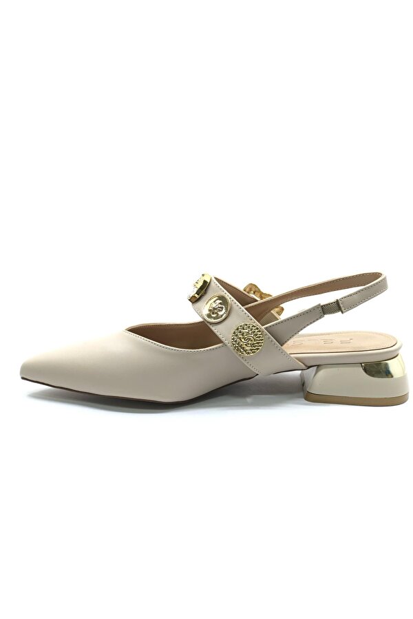 Feles Taş Toka Detaylı Arkası Açık Kadın Babet Ayakkabı