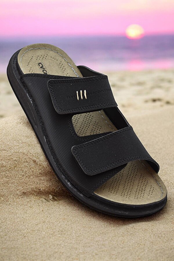 Ispartalılar 241115  Ortopedik Taban Erkek Terlik Erkek Cırtlı Terlik Sandalet