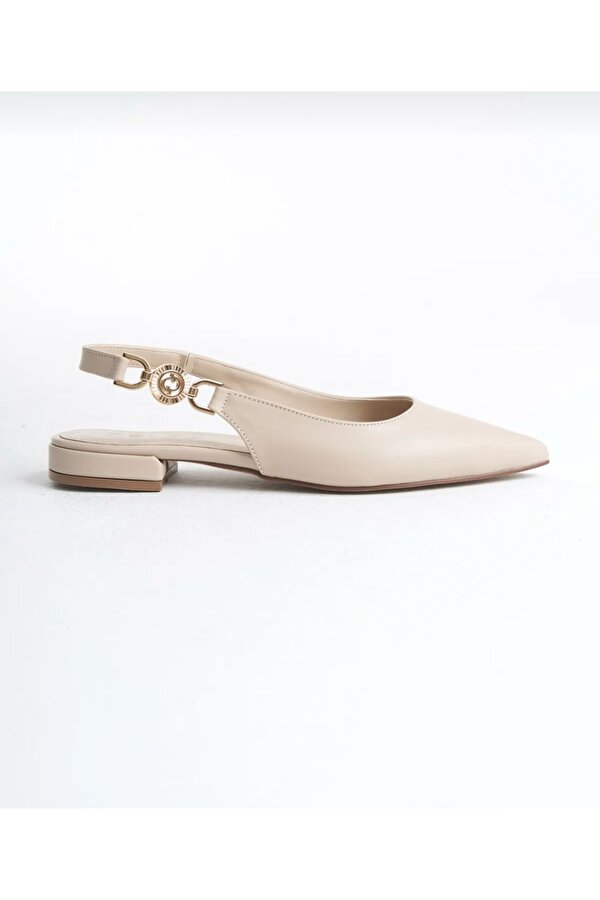 Feles Yan Toka Detaylı Arkası Açık Kadın Babet Ayakkabı