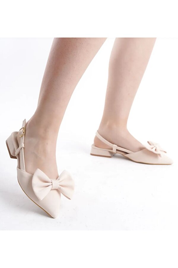 Feles Kurdela Detaylı Arkası Açık Kadın Babet Ayakkabı