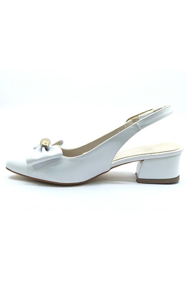 Mehtap Arkası Açık Fiyonk Detaylı Klasik Kadın Topuklu Ayakkabı