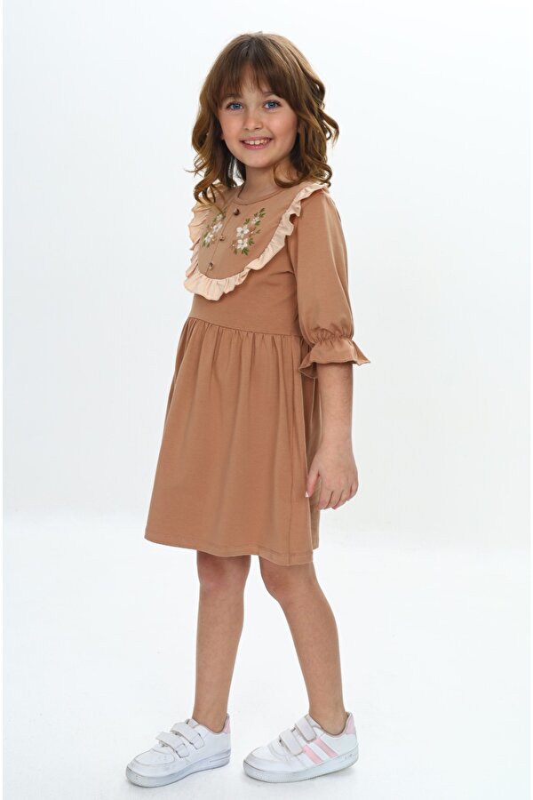 Toontoy Kids Toontoy Kız Çocuk Nakış Desenli Elbise