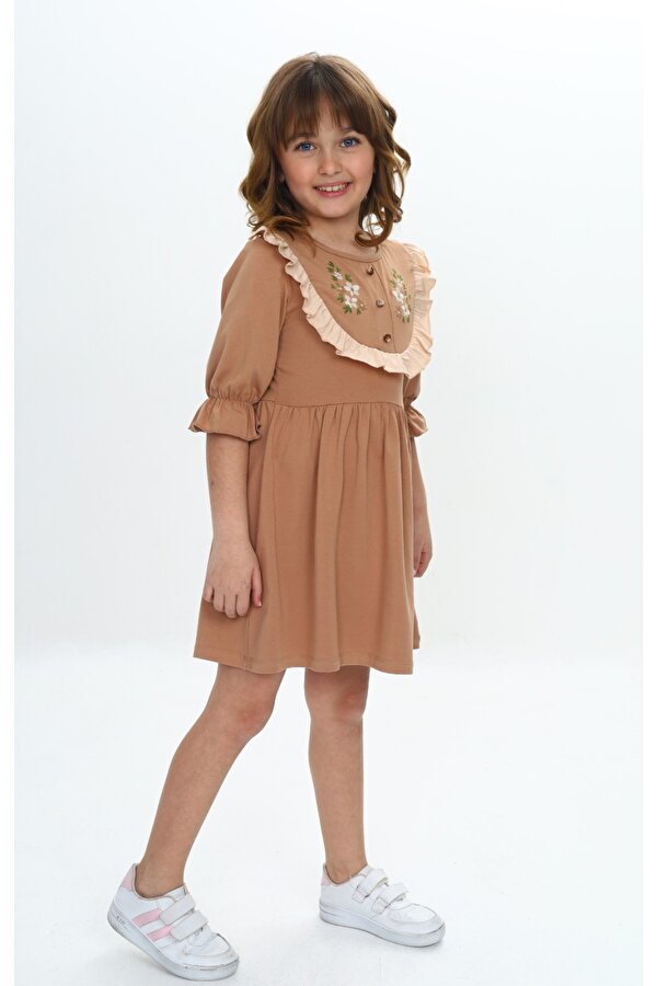 Toontoy Kids Toontoy Kız Çocuk Nakış Desenli Elbise