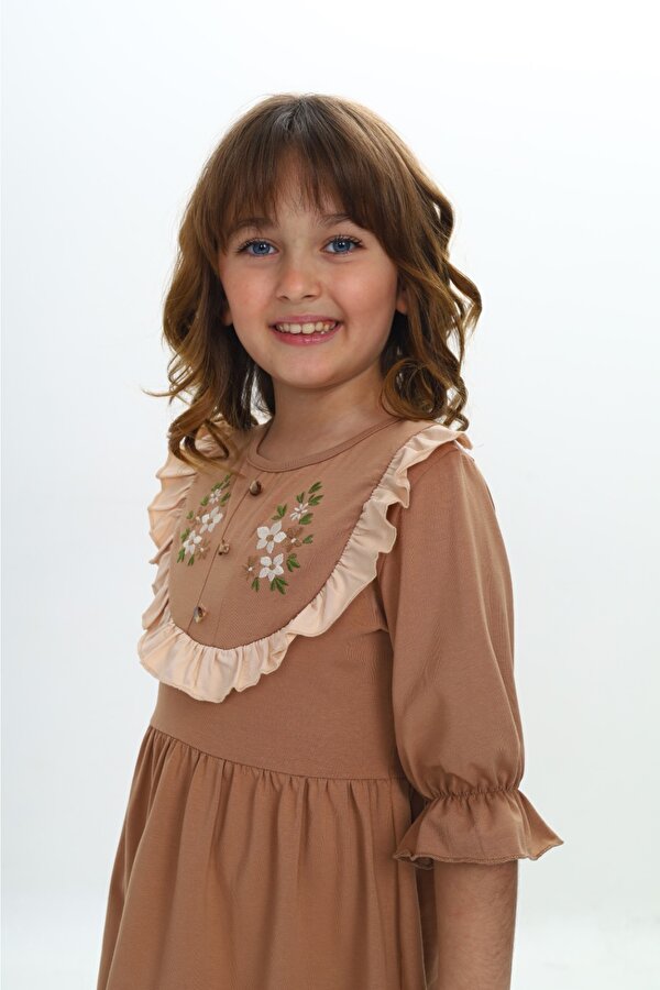 Toontoy Kids Toontoy Kız Çocuk Nakış Desenli Elbise