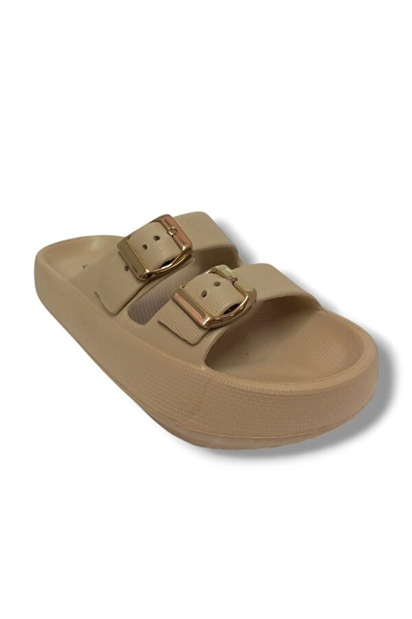 AKINALBELLA Akınal E282.Z.0003-25 Eva Çift Bant Anatomik Terlik Bej Altın 36-40