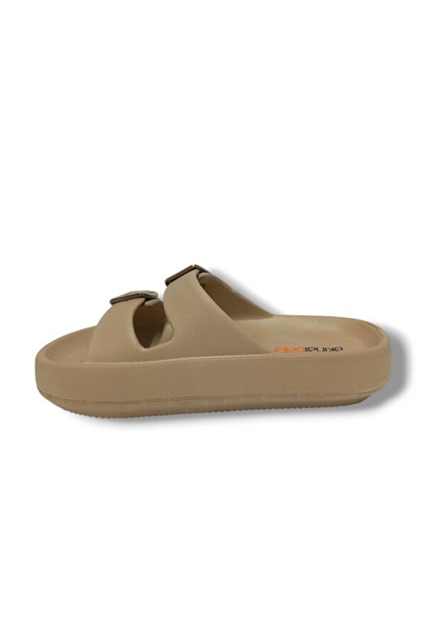 AKINALBELLA Akınal E282.Z.0003-25 Eva Çift Bant Anatomik Terlik Bej Altın 36-40