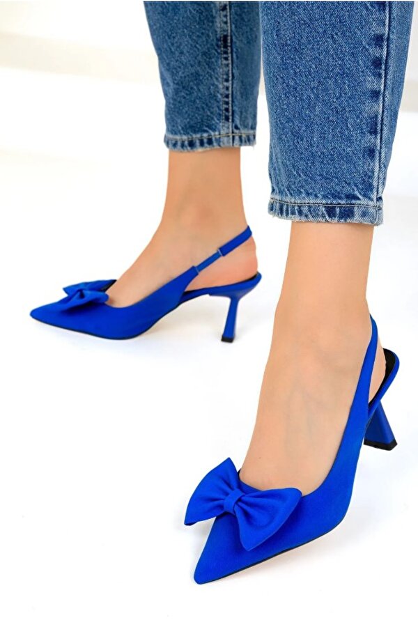 Feles Kurdela Detaylı Arkası Açık Stiletto Kadın Topuklu Ayakkabı