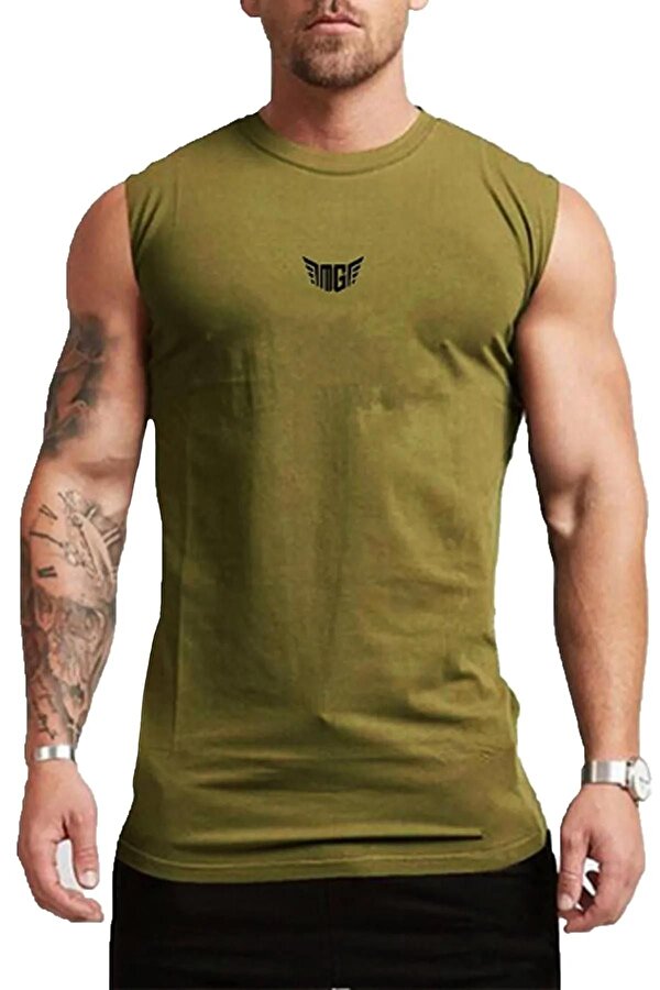 GENIUS STORE Erkek Nem Emici Hızlı Kuruma Atletik Teknik Performans Sporcu Sıfır Kol T-shirt MG-ATLET