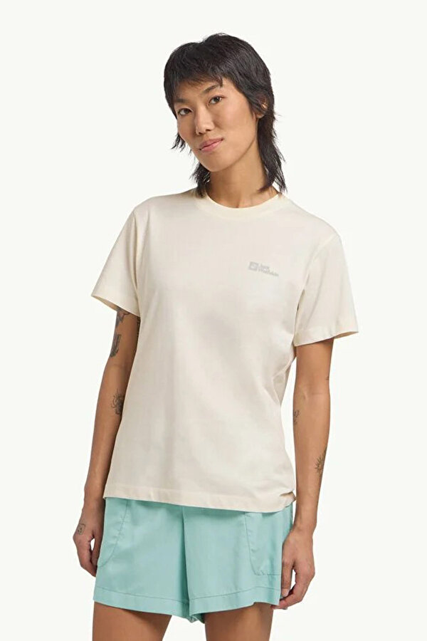 Jack Wolfskin ESSENTIAL T W Beyaz Kadın Kısa Kol T-Shirt